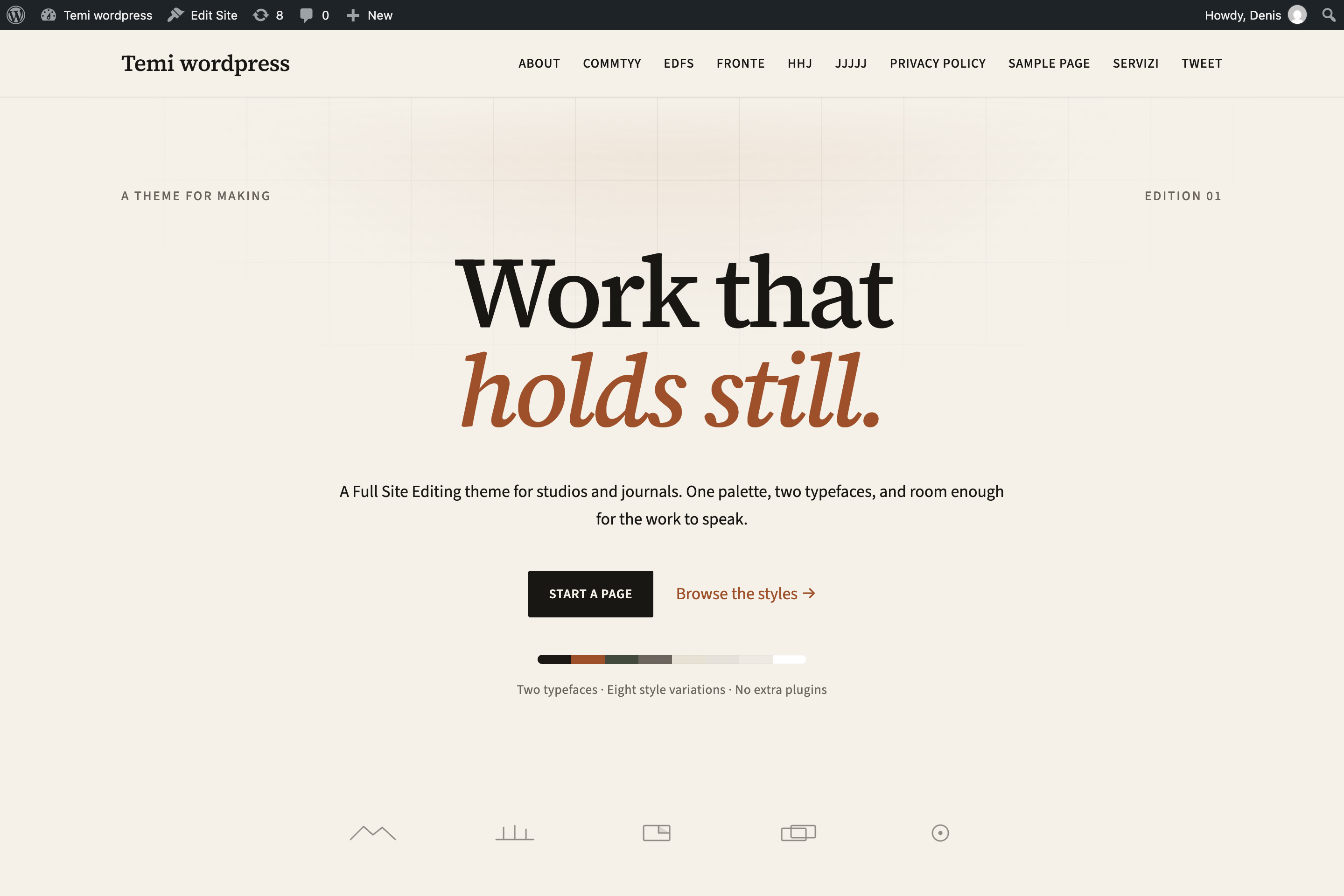 Live Trama theme homepage using the Manifesto layout