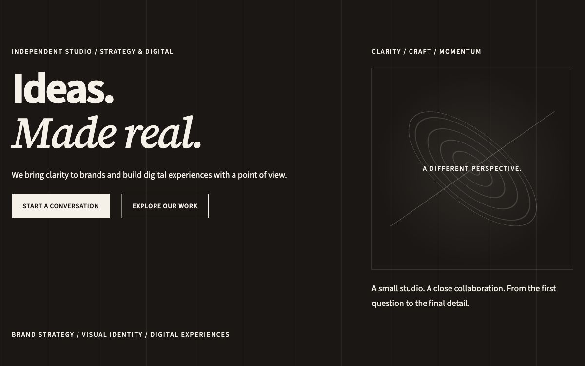 Homepage — Studio starter layout in Trama 1.1.0